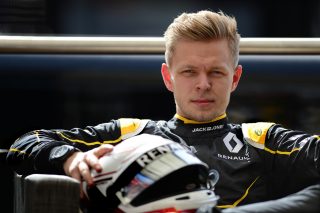 Kevin Magnussen (Renault) with his helmet before testing at the Circuit de Cataunya in February 2016. Photo: Grand Prix Photo