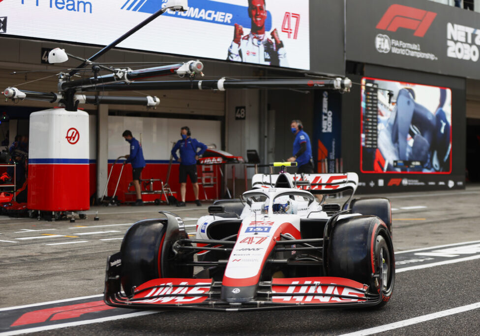 SUZUKA, JAPAN - OCTOBER 08: Mick Schumacher, Haas VF-22, leaves the garage during the Japanese GP at Suzuka on Saturday October 08, 2022 in Suzuka, Japan. (Photo by Andy Hone / LAT Images)