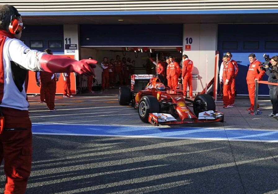 COL0024 TEST JEREZ (SPAGNA) 28/01/2014 -  IL PRIMO GIRO DI KIMI RAIKKONEN CON LA  NUOVA FERRARI F14-T.
© FOTO ERCOLE COLOMBO