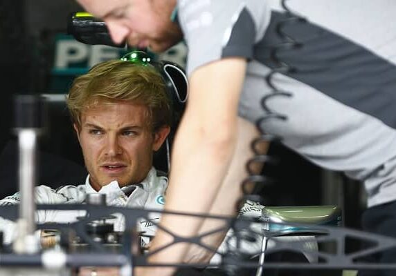 Mercedes' German driver Nico Rosberg checks his car at the Interlagos racetrack in Sao Paulo, Brazil on November 6, 2014 three days ahead of the Brazil Formula One Grand Prix.          AFP PHOTO/MIGUEL SCHINCARIOL        (Photo credit should read Miguel Schincariol/AFP/Getty Images)
