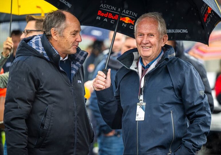 Gerhard Berger and Dr Helmut Marko during the DTM 2022 in Spielberg, Austria on September 25, 2022 // Lucas Pripfl / Red Bull Ring // SI202209250506 // Usage for editorial use only //