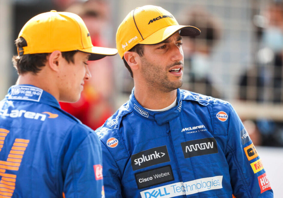 4 Lando Norris GBR, McLaren F1 Team, 3 Daniel Ricciardo AUS, McLaren F1 Team, F1 Pre-season Testing at Bahrain International Circuit on March 12, 2021 in Sakhir, Bahrain. Photo by HOCH ZWEI Sakhir Bahrain *** 4 Lando Norris GBR, McLaren F1 Team , 3 Daniel Ricciardo AUS, McLaren F1 Team , F1 Pre season Testing at Bahrain International Circuit on March 12, 2021 in Sakhir, Bahrain Photo by HOCH ZWEI Sakhir Bahrain.