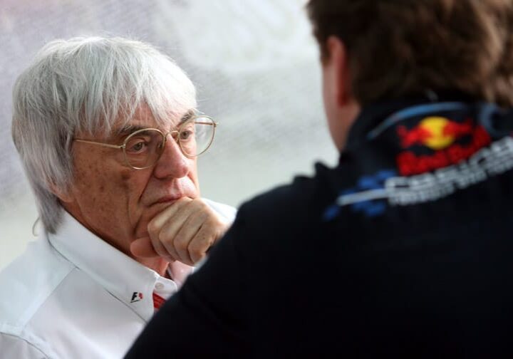 GEPA-0208084423 - BUDAPEST,HUNGARY,02.AUG.08 - FORMULA 1, MOTORSPORT - Formula One Grand Prix of Hungary, Hungaroring, practice and qualifying, Saturday. Image shows team principal Christian Horner (Red Bull Racing) and Bernie Ecclestone in the Red Bull Energy Station. Photo: GEPA pictures/ Mathias Kniepeiss