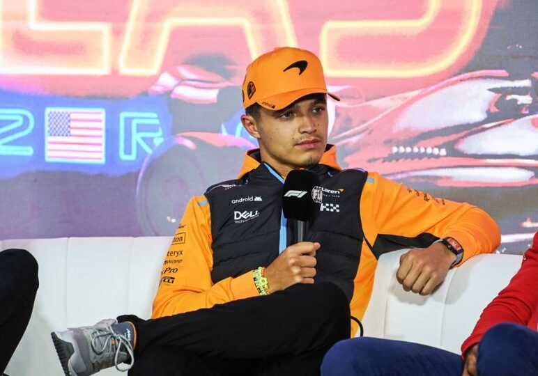 Lando Norris (GBR) McLaren in the FIA Press Conference.
15.11.2023. Formula 1 World Championship, Rd 22, Las Vegas Grand Prix, Las Vegas, Nevada, USA, Preparation Day.
- www.xpbimages.com, EMail: requests@xpbimages.com © Copyright: XPB Images