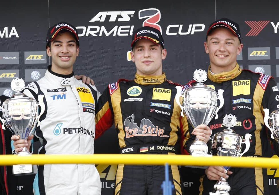Podium, 2nd Nabil Jeffri (MYS) Lotus Dallara F311 Volkswagen, 1st , Markus Pommer (GER) Lotus Dallara F311 Volkswagen, 3rd Indy Dontje (NED) Lotus Dallara F311 Volkswagen, Race/Rennen 3, ADAC GT-Masters, etropolis Motorsport Arena Oschersleben, 25.-27.04.2014