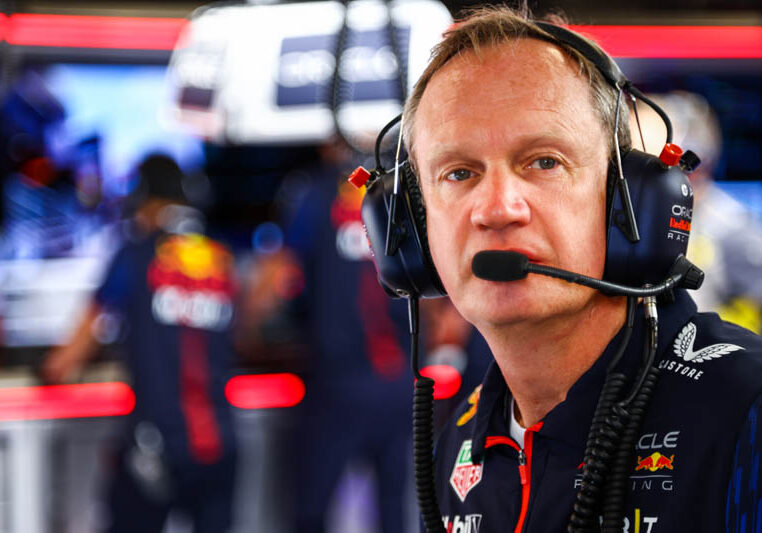 BARCELONA, SPAIN - JUNE 02: Red Bull Racing Head of Car Engineering Paul Monaghan looks on in the garage during practice ahead of the F1 Grand Prix of Spain at Circuit de Barcelona-Catalunya on June 02, 2023 in Barcelona, Spain. (Photo by Mark Thompson/Getty Images)