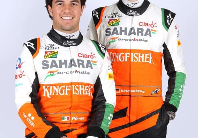 Nico Hulkenberg (GER) and Sergio Perez (MEX) 
Sahara Force India F1 Driver Portraits. Thursday 23rd January 2014. Silverstone, England.