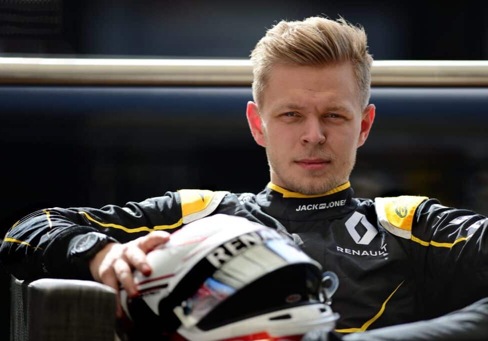 Kevin Magnussen (Renault) with his helmet before testing at the Circuit de Cataunya in February 2016. Photo: Grand Prix Photo